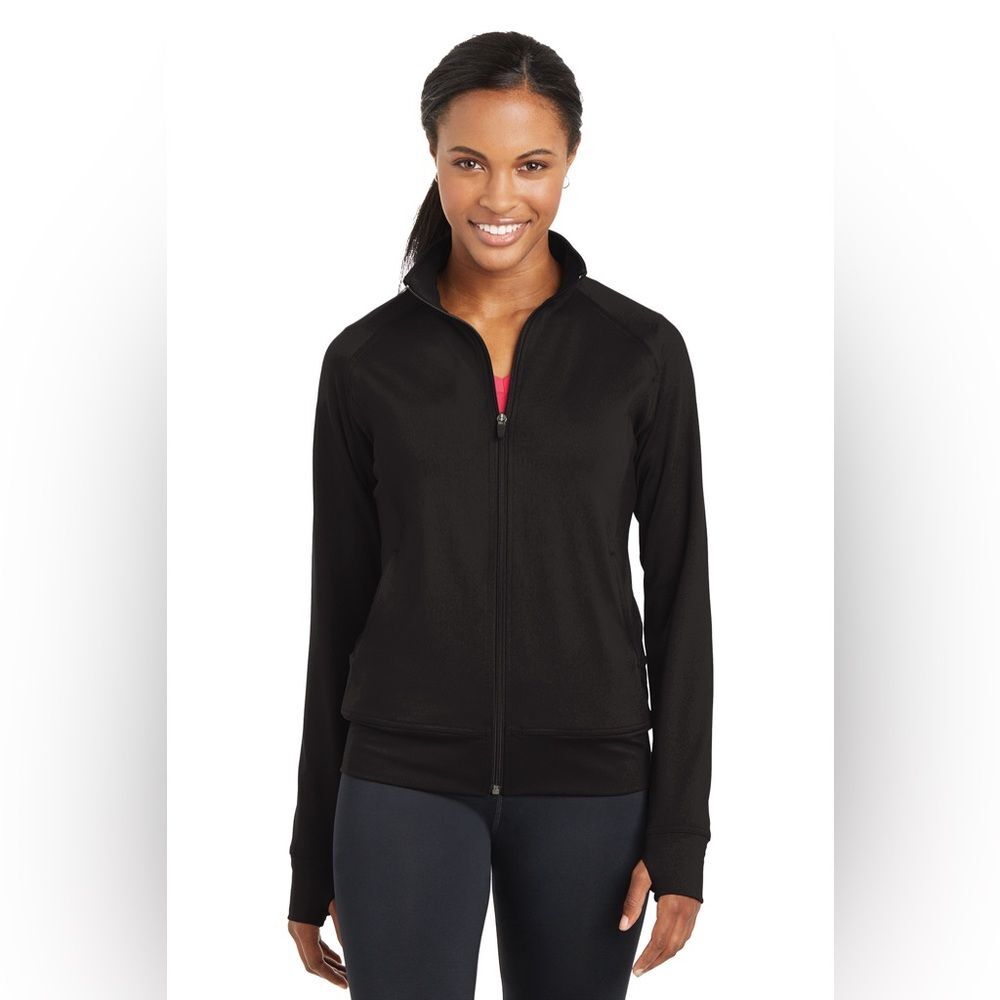 Sport-Tek Women's Track Jacket Fitness Full Zip Size Large Black Athletic